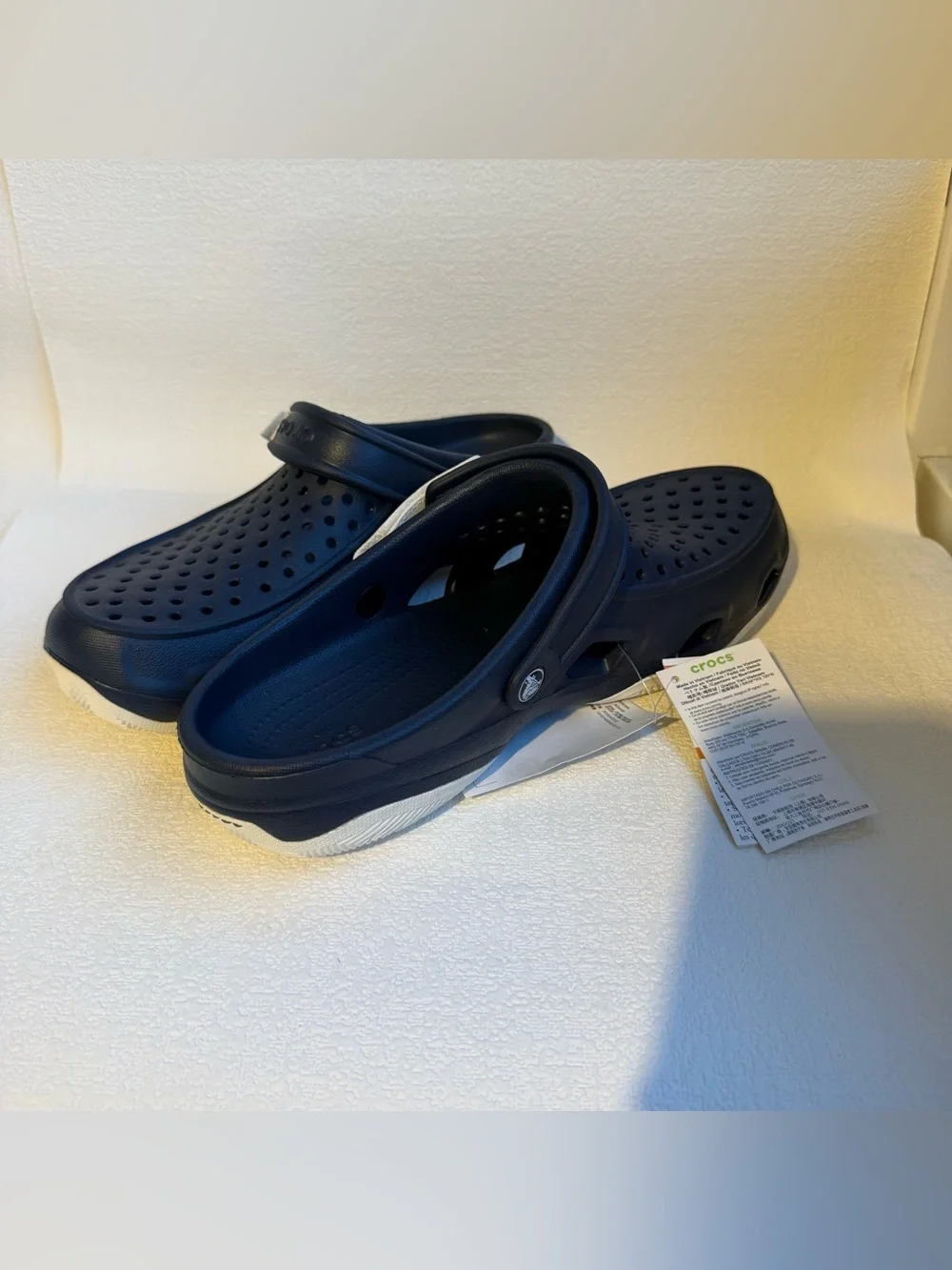 Crocs Swiftwater Deck Clogs Men’s 11 Navy White Water Shoes NWT